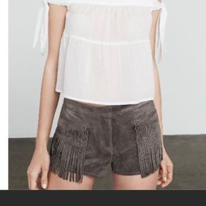 BCBGMaxAzria Weston Fringe Faux Suede Shorts Sz S